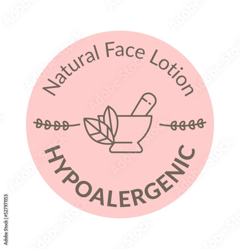 Natural face lotion, hypoallergenic ingredients