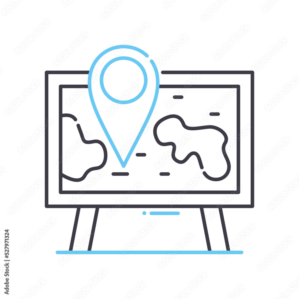 strategy map line icon, outline symbol, vector illustration, concept sign strategy map line icon, outline symbol, vector illustration, concept sign
