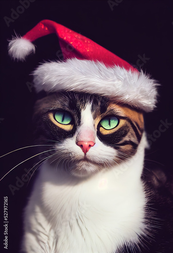 Cat in a Christmas hat