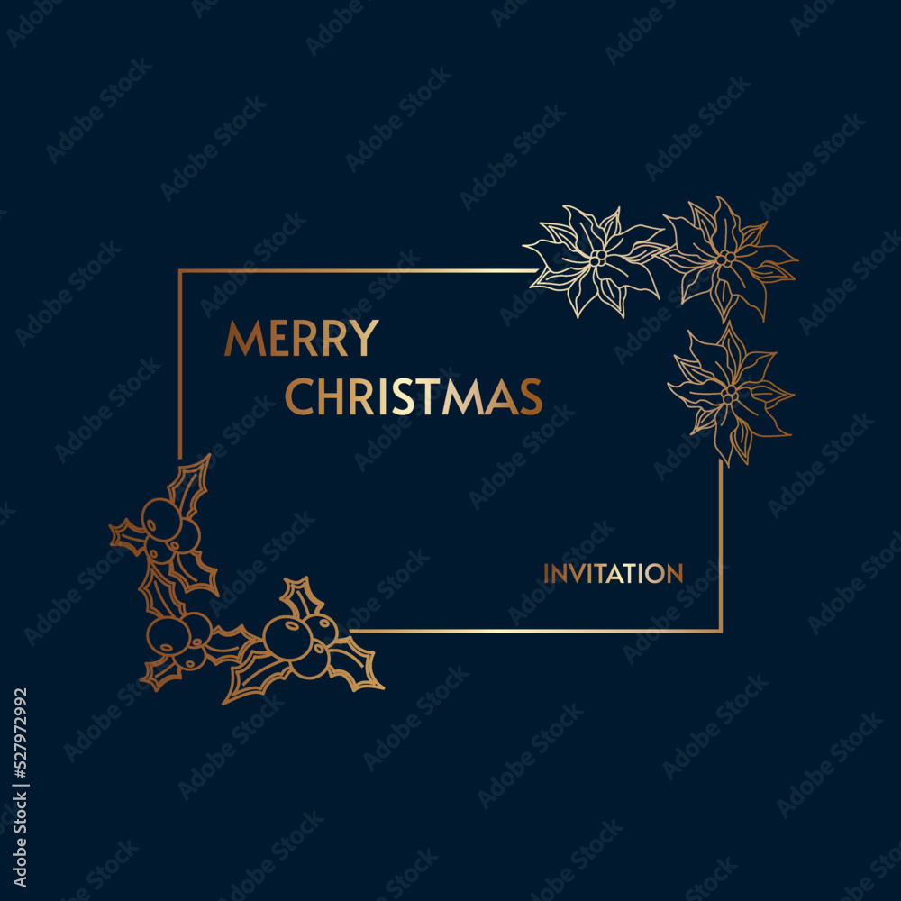 Fototapeta premium Vector hand drawn template. Christmas, winter doodle elements. Festive holiday design for background, print, textile, fabrics, gift bags, wrapping paper, for corporate or personal cards.