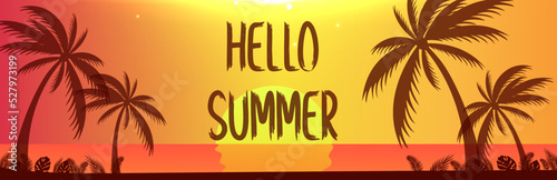 Hello summer web banner background. It’s Time to Travel.Trip to World. Travel to World. Vacation. Road trip. Tourism. Travel banner.Modern flat design. EPS 10. Colorful. 