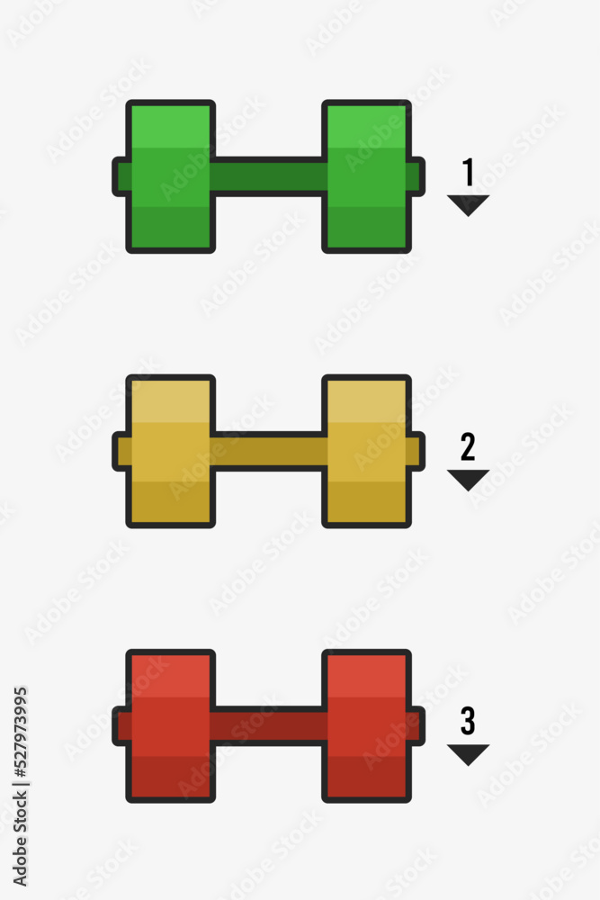 Obraz premium dumbbell flat icon illustration set with three different colors
