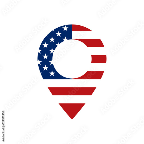 USA flag location icon