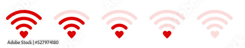 Wifi signal icon with red heart