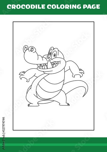 Crocodile Coloring Page. illustration of Cartoon crocodile for Coloring book