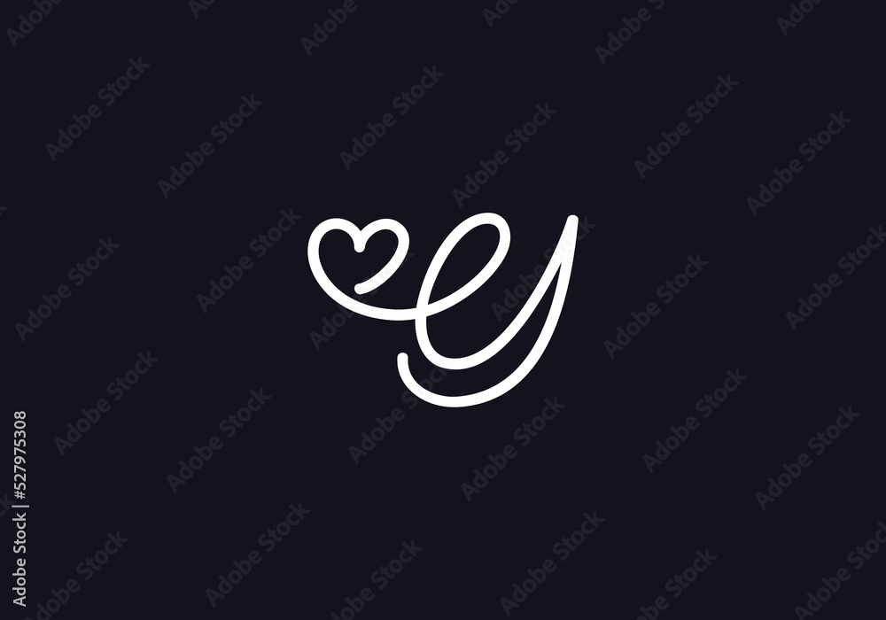 Fototapeta premium Love font logo design vector sign. Love and heart icon and symbol design vector with Y
