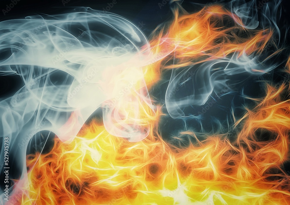 Abstract background with swirling flames and smoke