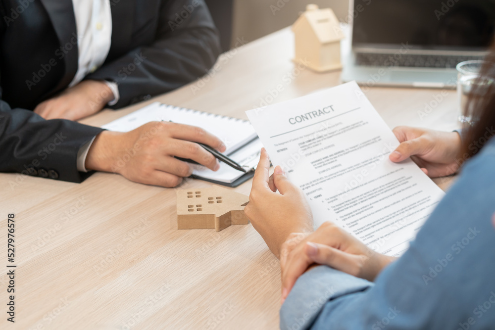 Happy asian couple client, tenant buyer home, apartment, sign signature contract rental, purchase. Landlord, realtor agreement after bank approve mortgage, loan. Agency property of business people.
