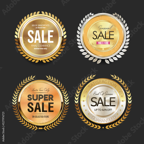 Super sale collection of golden retro vintage badges 