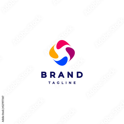 Simple Four Colorful Propeller Logo Design. Modern Colorful Rounded Propeller Logo Icon.