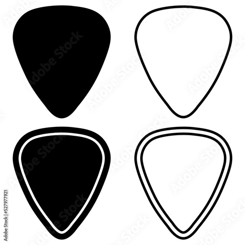Logo outline pick guitar rock, vector mediator plectrum line icon