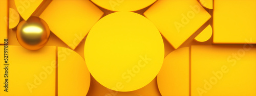 Abstract 3d render, modern background design with geometric shapes, panoramic image