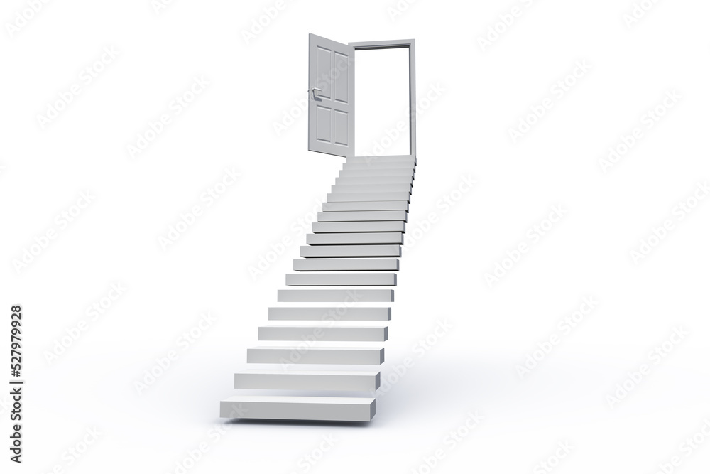 Obraz premium White steps leading to open door