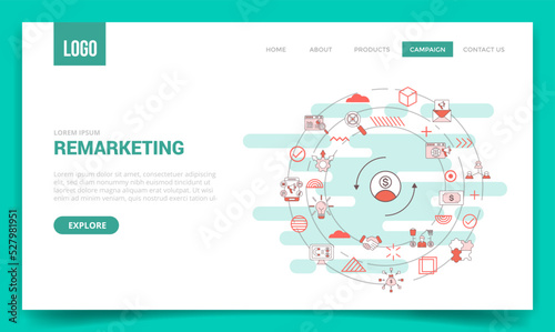 remarketing concept with circle icon for website template or landing page homepage