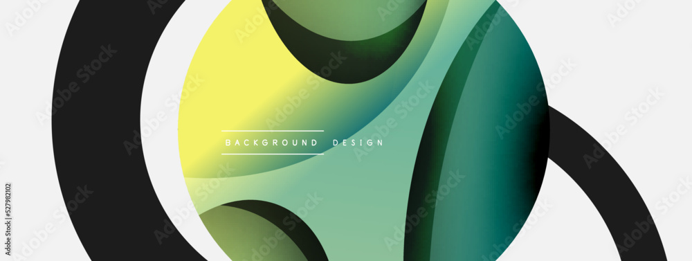 Creative geometric wallpaper. Minimal abstract background. Circle and wave composition vector illustration for wallpaper banner background or landing page Creative geometric wallpaper. Minimal abstract background. Circle and wave composition vector illustration for wallpaper banner background or landing page