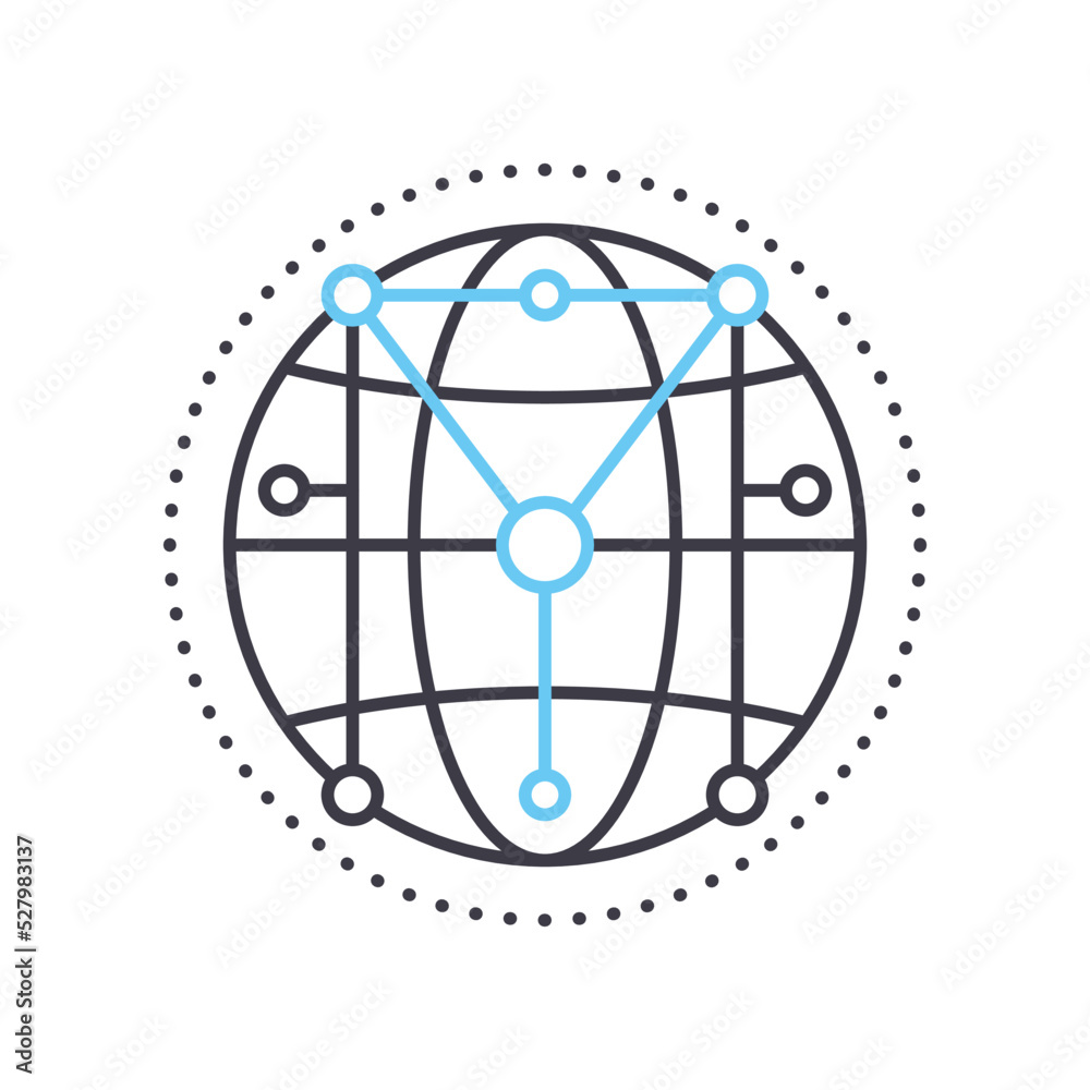 worldwide network line icon, outline symbol, vector illustration, concept sign worldwide network line icon, outline symbol, vector illustration, concept sign