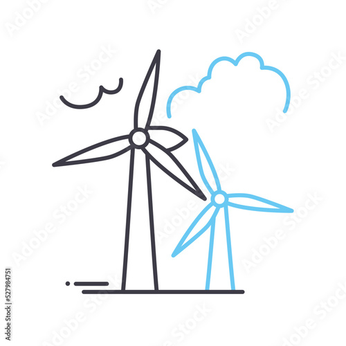 wind power line icon, outline symbol, vector illustration, concept sign
