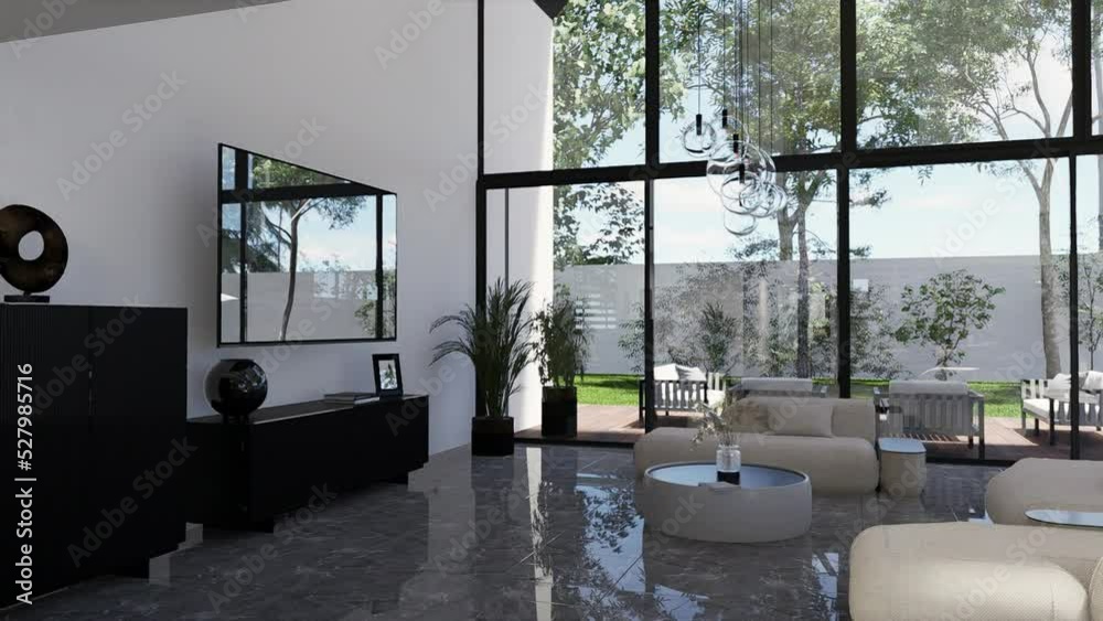 3d video rendering footage of the contemporary interior design of the ...