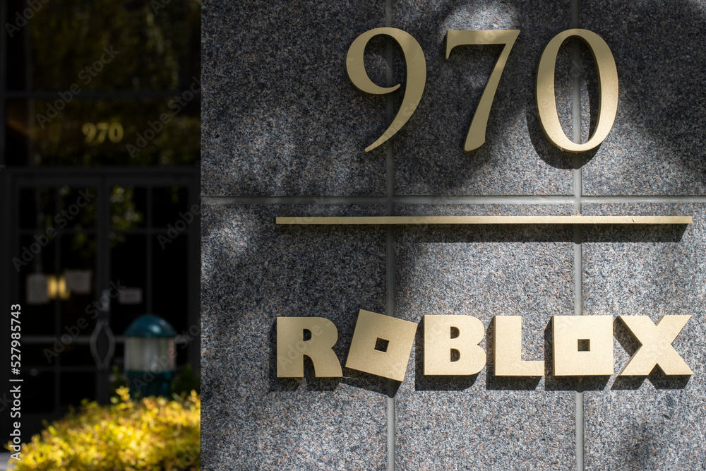 San Mateo Ca Usa May 1 2022 Roblox Logo Is Seen Outside Its Headquarters In San Mateo