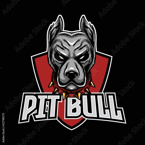 Pit Bull Head Mascot Logo Illustration