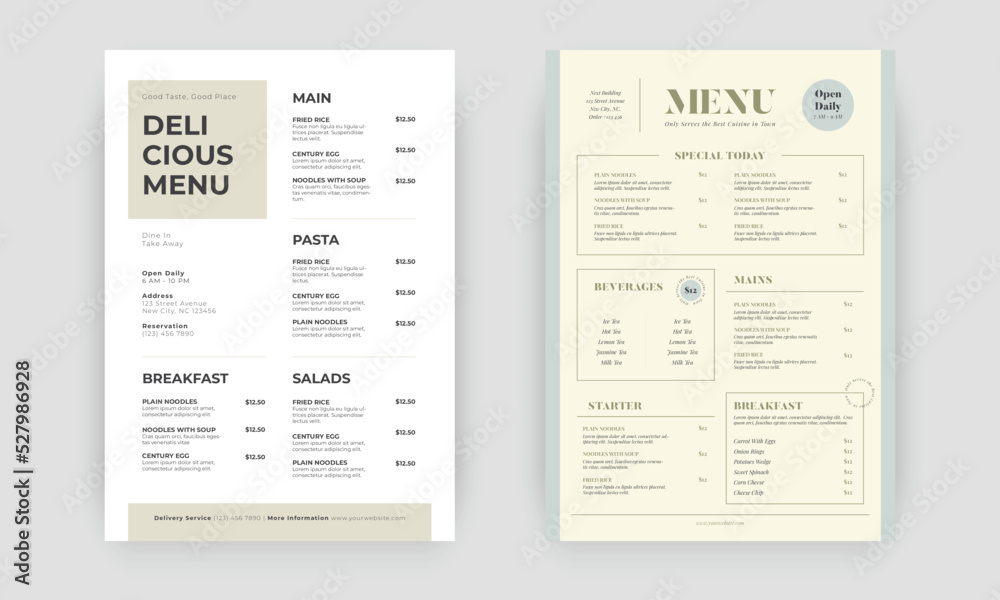 Restaurant menu template. social media marketing web banner template design. healthy food business online promotion flyer with abstract background, logo and icon. Sale cover. - obrazy, fototapety, plakaty 