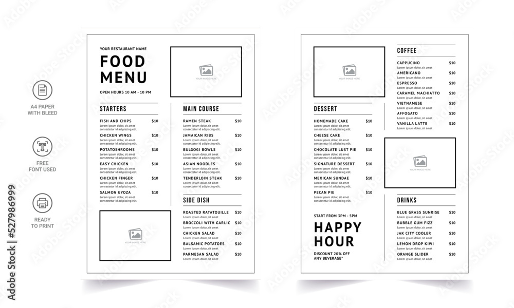 Restaurant menu template. social media marketing web banner template design. healthy food business online promotion flyer with abstract background, logo and icon. Sale cover.