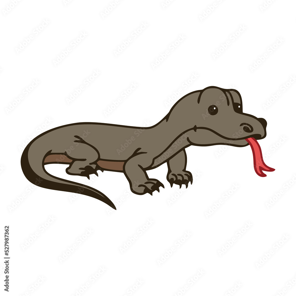 Cute cartoon big lizard. Suitable for use in the design of children's books or animal identification cards for children.