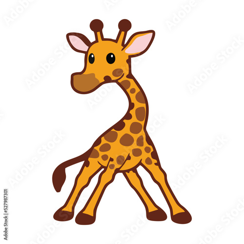 Cute cartoon giraffe. Suitable for use in children s book designs or animal introductions to children