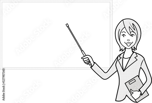 指示棒でプレゼンテーションをするビジネスウーマン