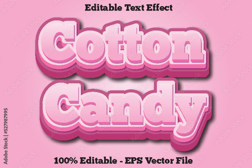 Cotton Candy editable text effect 3d emboss style design