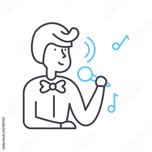 vocal musician line icon, outline symbol, vector illustration, concept sign