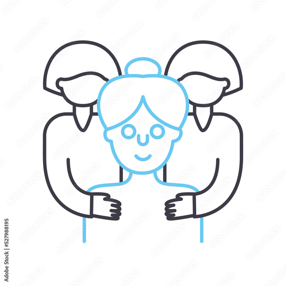 volunteering line icon, outline symbol, vector illustration, concept sign volunteering line icon, outline symbol, vector illustration, concept sign