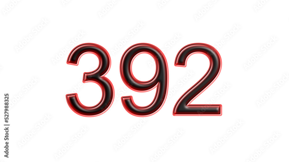 red 392 number 3d effect white background red 392 number 3d effect white background