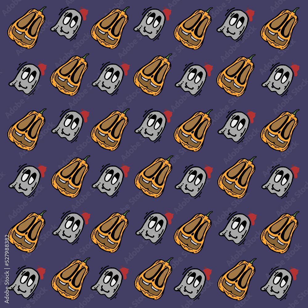 Obraz premium Halloween Cartoon Pattern