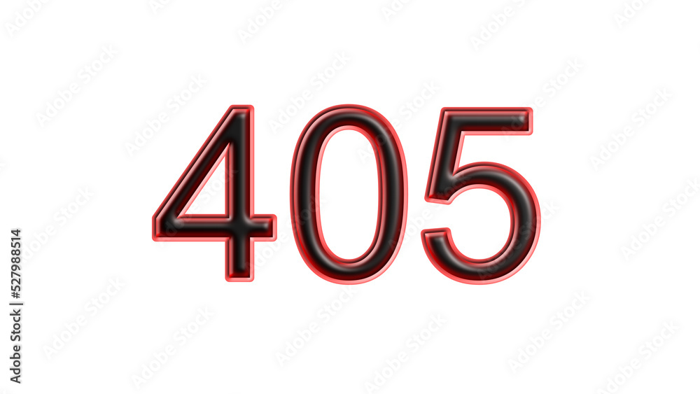 red 405 number 3d effect white background red 405 number 3d effect white background