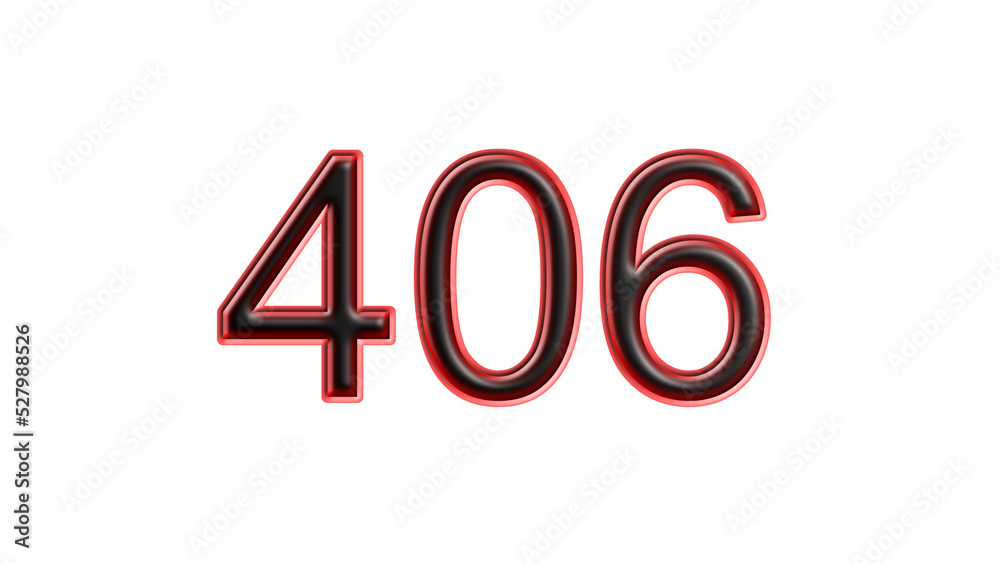 red 406 number 3d effect white background red 406 number 3d effect white background