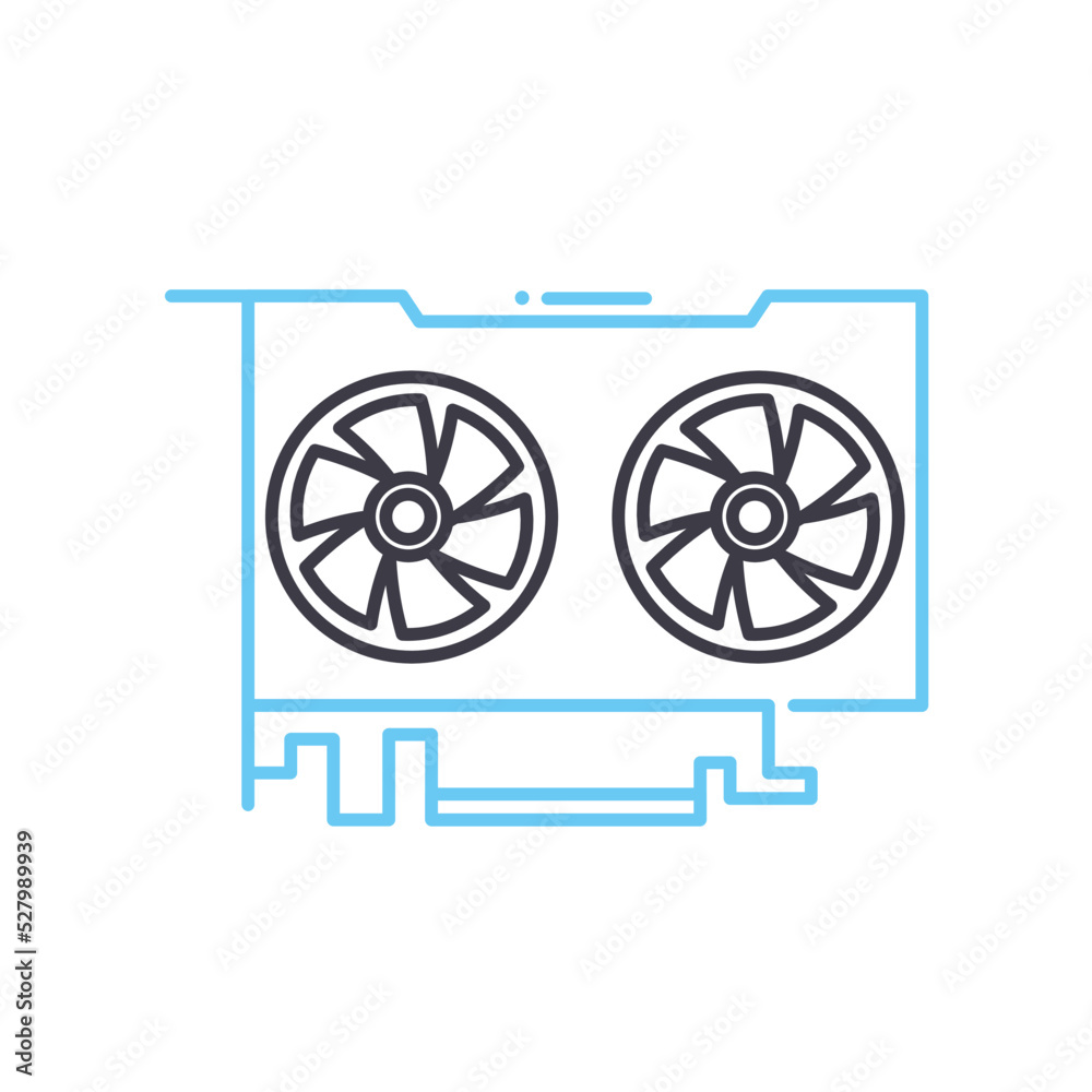 video card adapter line icon, outline symbol, vector illustration, concept sign video card adapter line icon, outline symbol, vector illustration, concept sign