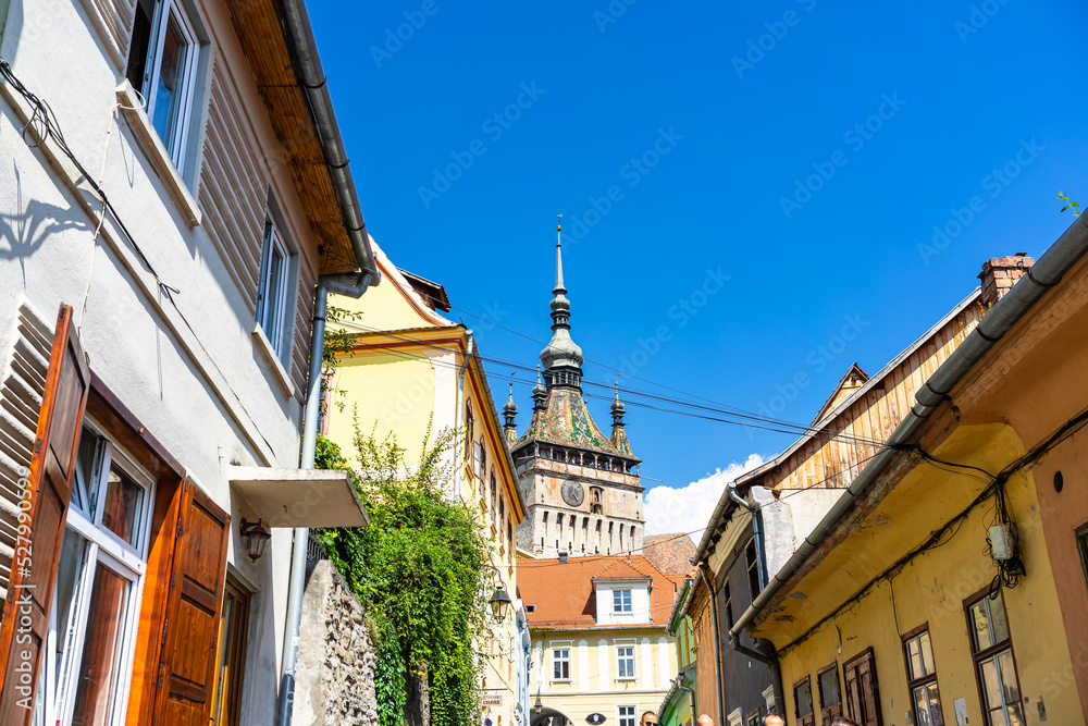 Medieval fortified citadel of Sighisoara city and the famous Clock Tower