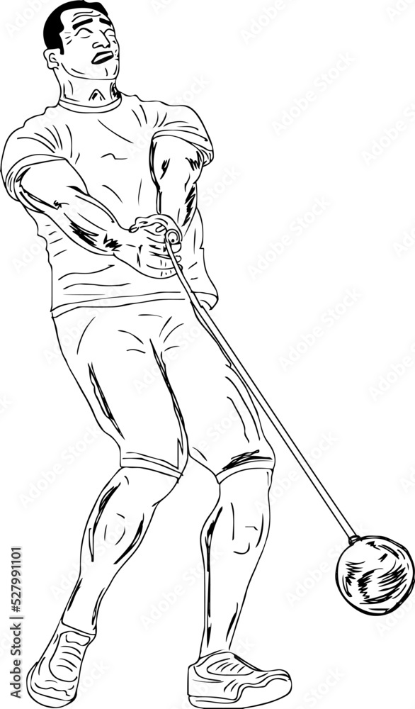 Strong high Man is hammer thrower vector, Hammer thrower player cartoon