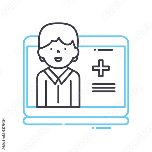 virtual doctor line icon, outline symbol, vector illustration, concept sign