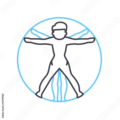 virtruvian man line icon, outline symbol, vector illustration, concept sign photo