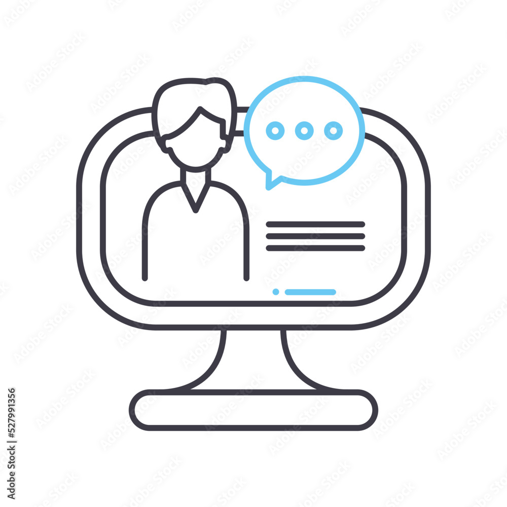 virtual assistant line icon, outline symbol, vector illustration, concept sign virtual assistant line icon, outline symbol, vector illustration, concept sign