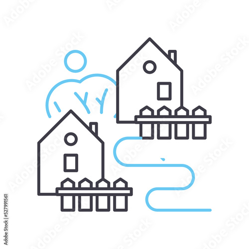 village gateaway line icon, outline symbol, vector illustration, concept sign