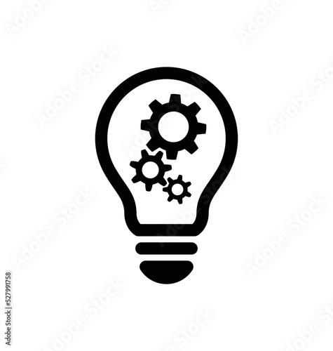 light bulb globe with gears logo