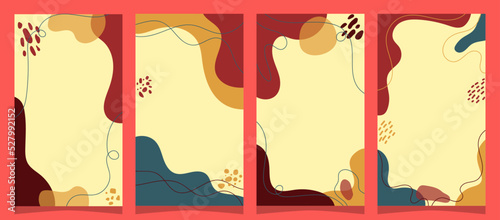 Set of Hand drawn minimal background with autumn color, for social media story and flyer background, simple plat vector design