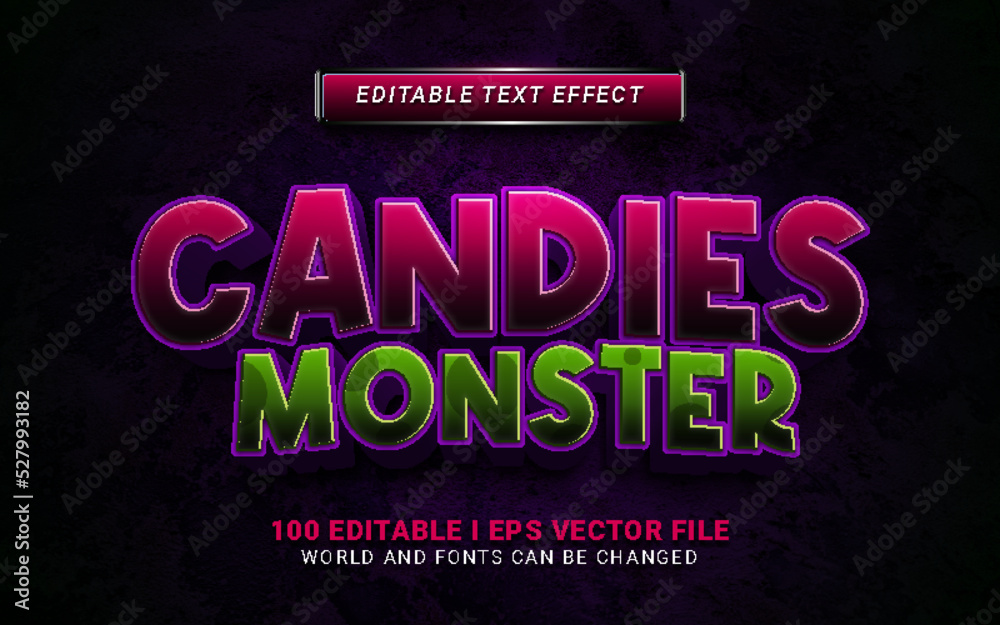 candies monster 3d style text effect for halloween background