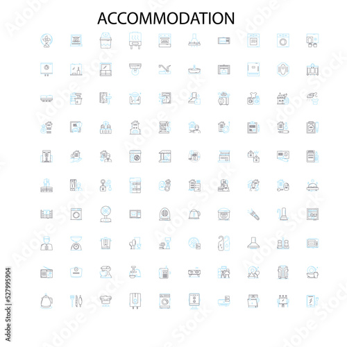 accommodation concept icons, signs, outline symbols, concept linear illustration line collection