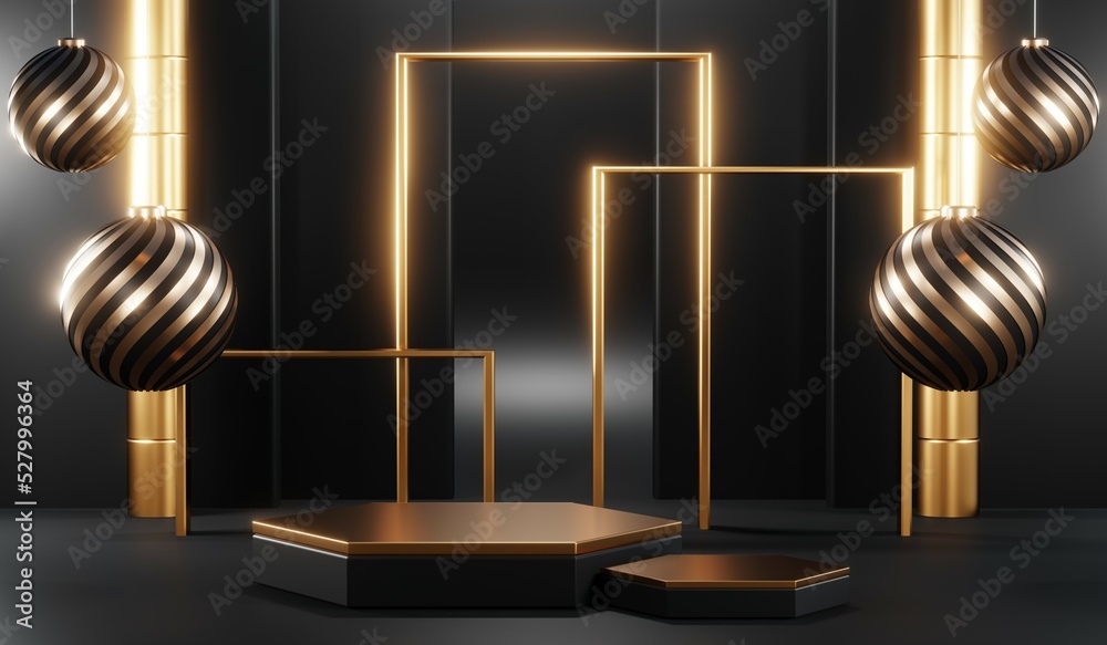 3D rendering of blank product background for cream cosmetics Modern black podium background 3D rendering of blank product background for cream cosmetics Modern black podium background