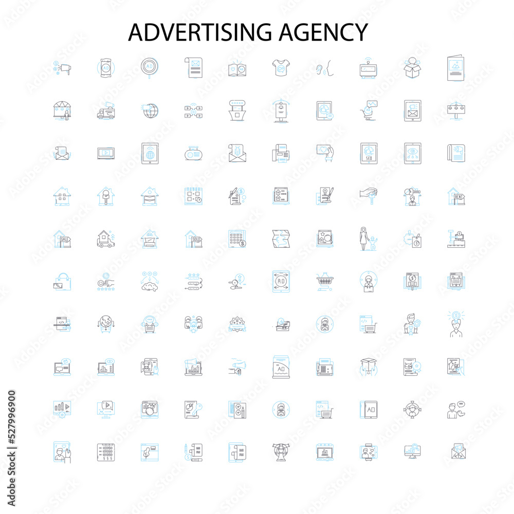 advertising specialty sales icons, signs, outline symbols, concept linear illustration line collection