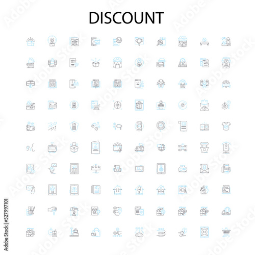discount icons  signs  outline symbols  concept linear illustration line collection